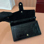 GUCCI 25S DIONYSUS WALLET ON CHAIN 20 IN BLACK GLOSSY CALFSKIN