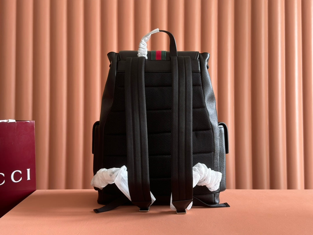 GUCCI 26S OPHIDIA LARGE BACKPACK 46 IN BLACK CALFSKIN