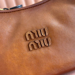 MIUMIU 26S WANDER BAG 20 IN BROWN CALFSKIN GOLD HARDWARE