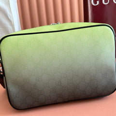 GUCCI 25S SHOULDER BAG 29 CM IN NEON GREEN TO DARK GRAY OMBRÉ CALFSKIN
