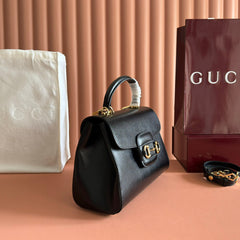GUCCI 25S HORSEBIT 1955 MEDIUM SHOULDER BAG 29 CM IN BLACK CALFSKIN WITH GOLD HARDWARE