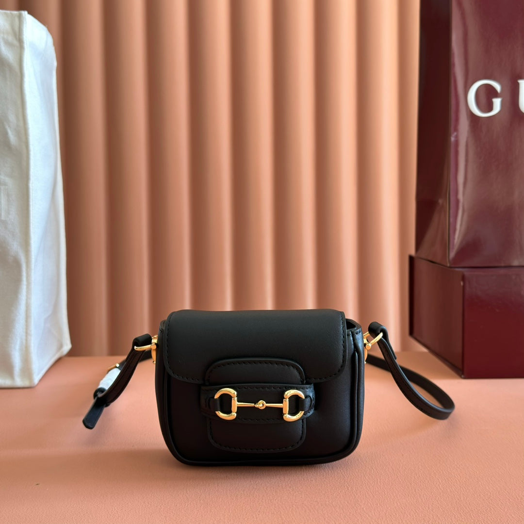 GUCCI 26S HORSEBIT 1955 BAG 13 IN BLACK CALFSKIN