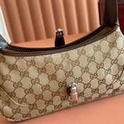 GUCCI 25S JACKIE MONOGRAM 27 CM IN LIGHT BROWN CANVAS AND CALFSKIN