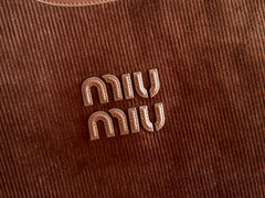 MIUMIU 26S IVY 40 TOTE IN CHOCOLATE BROWN CANVAS AND DARK BROWN CALFSKIN