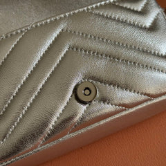 GUCCI 26S GG MARMONT BAG 16 IN SILVER LAMBSKIN