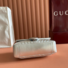 GUCCI 26S GG MARMONT BAG 26 IN SILVER LAMBSKIN