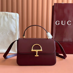 GUCCI 26S SIENA TOP HANDLE BAG 25 IN DARK RED CALFSKIN