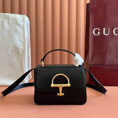 GUCCI 26S SIENA TOP HANDLE BAG 19 IN BLACK CALFSKIN