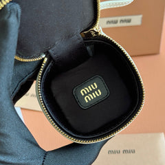 MIUMIU 26S EARPHONE CASE 6 IN BLACK CALFSKIN GOLD HARDWARE