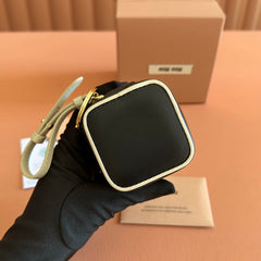 MIUMIU 26S EARPHONE CASE 6 IN BLACK CALFSKIN GOLD HARDWARE