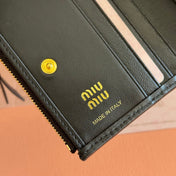 MIUMIU 26S SMALL MATELASSE CARD HOLDER 11 IN BLACK CALFSKIN GOLD HARDWARE