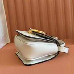 GUCCI 26S SIENA TOP HANDLE BAG 19 IN WHITE CALFSKIN