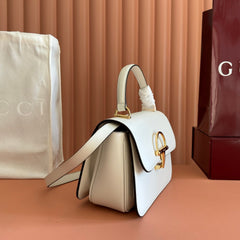 GUCCI 26S SIENA TOP HANDLE BAG 25 IN WHITE CALFSKIN
