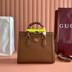 GUCCI 26S DIANA TOTE BAG 27 IN BROWN CALFSKIN
