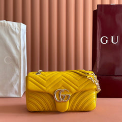 GUCCI 26S GG MARMONT BAG 26 IN YELLOW LAMBSKIN