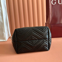 GUCCI 26S GG MARMONT TOTE BAG 17 IN BLACK CALFSKIN