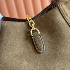 GUCCI 26S SOFTBIT SHOULDER BAG 27 IN DARK BROWN SUEDE