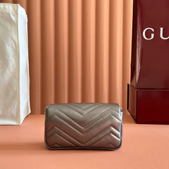 GUCCI 26S GG MARMONT BAG 16 IN WARM GRAY BROWN LAMBSKIN