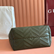 GUCCI 26S GG MARMONT TOTE BAG 30 IN MOSS GREEN CALFSKIN