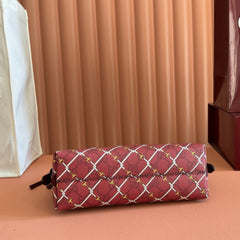 GUCCI 26S GG EMBLEM BUCKET BAG 22 IN DARK RED COATED FABRIC