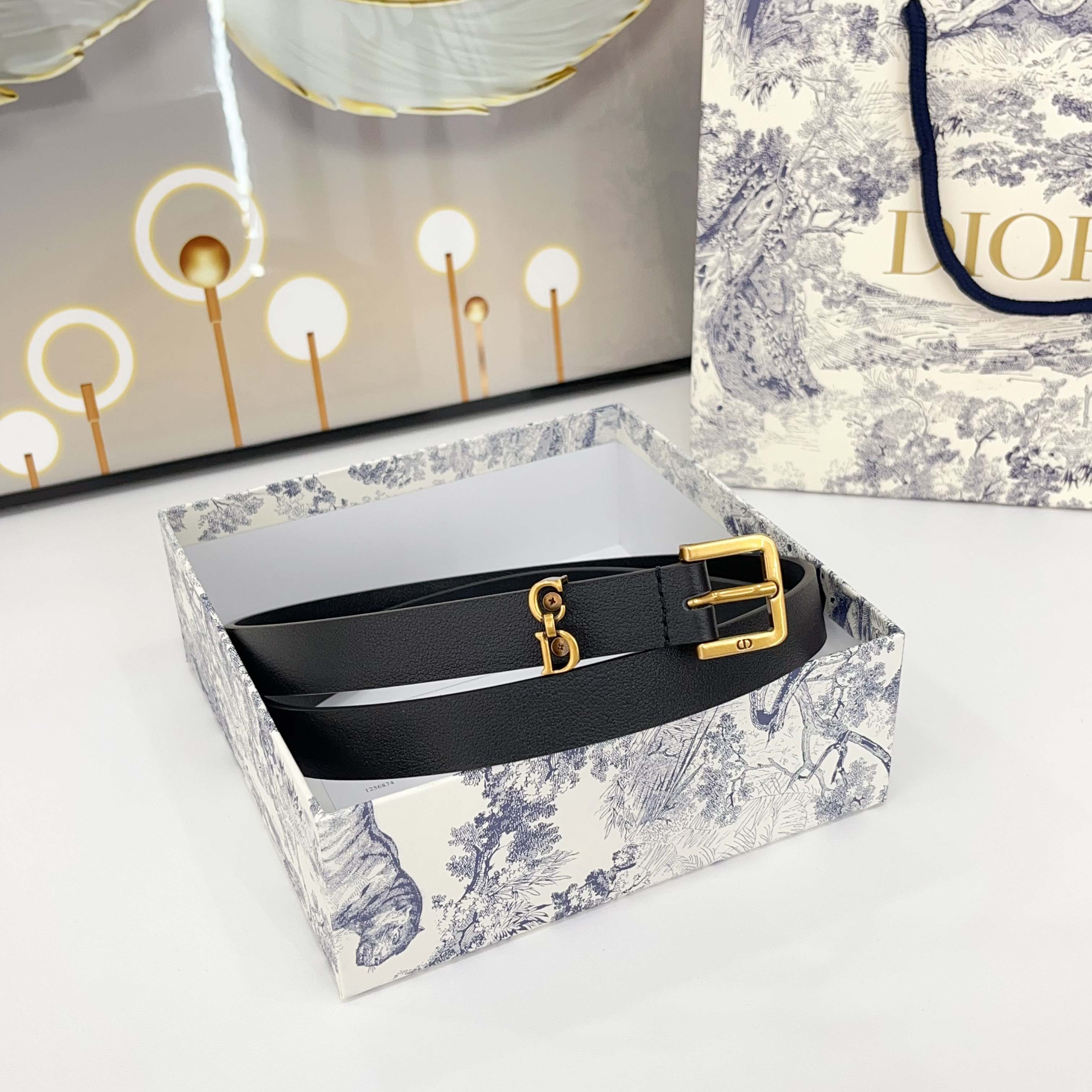DIOR 25S BELT 20 MM IN BLACK CALFSKIN 570112