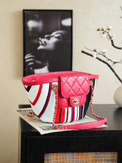 CHANEL 26S TOTE BAG 41 IN RED MULTICOLOR CANVAS AND CALFSKIN GOLD HARDWARE