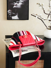 CHANEL 26S TOTE BAG 41 IN RED MULTICOLOR CANVAS AND CALFSKIN GOLD HARDWARE