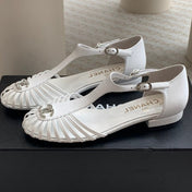 Summer New Hollow Roman Sandals White Sheepskin