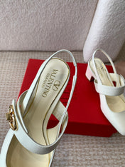 VLOGO LOCKER MARY-JANE SLINGBACK PUMPS IN WHITE CALFSKIN 65 MM