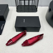 POPPY BALLET FLATS IN BURGUNDY RED GLOSSY LAMBSKIN