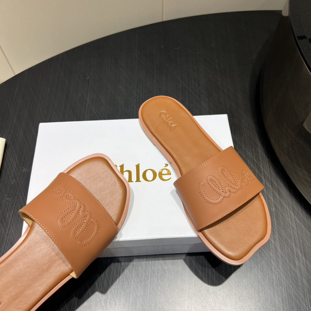 CHLOÉ 26S SANDALS IN BROWN CALFSKIN