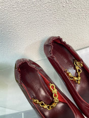 SHARP CHAIN PUMP 6 CM IN MAHOGANY RED CALFSKIN