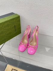 GG WOMEN'S HORSEBIT SLINGBACK 95MM IN FUSICA PINK CALFSKIN