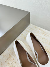 KNOT HIGH PUMP IN WHITE AND GOLD METAL HEEL 9 CM