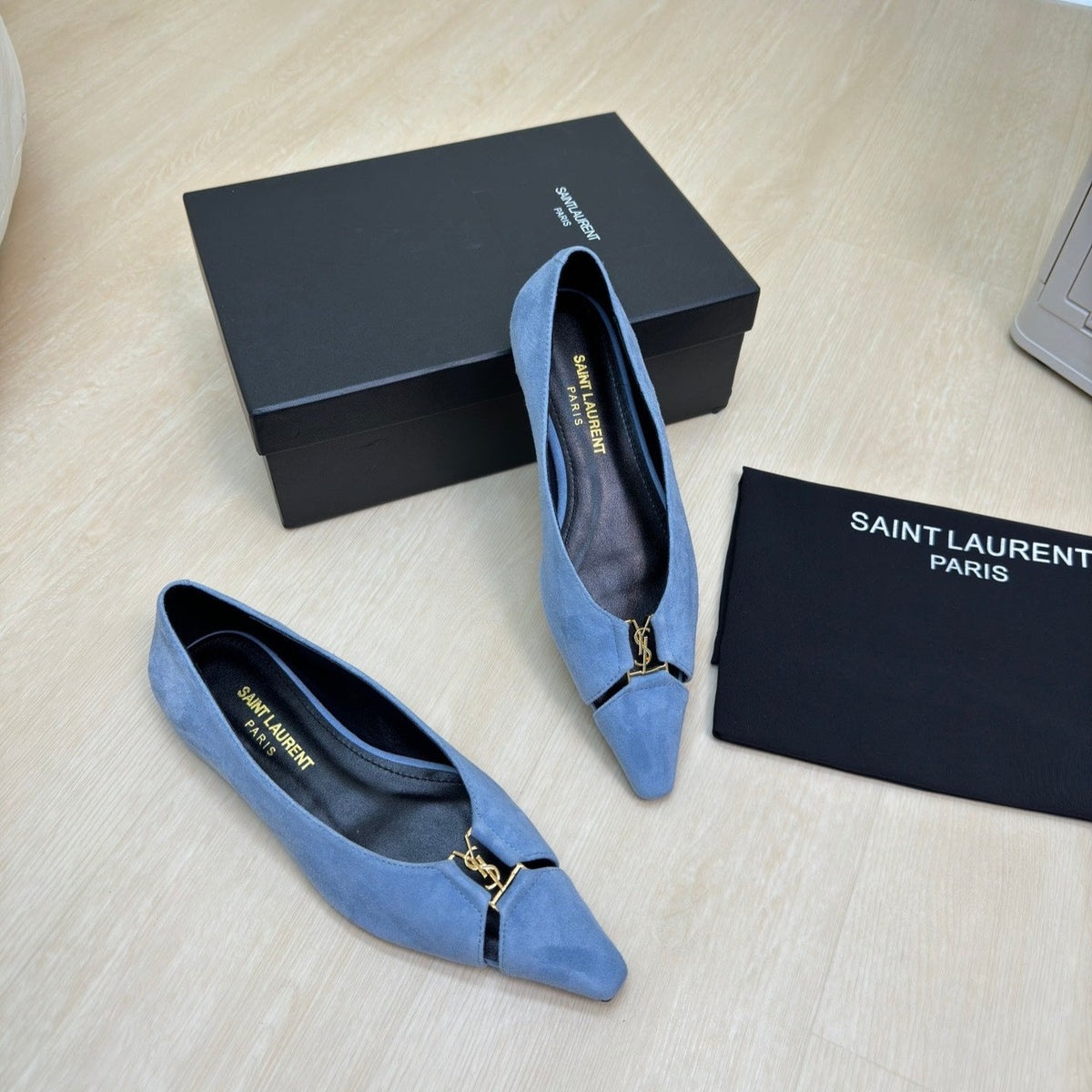 BABYLONE BALLET FLAT IN SKY BLUE SUEDE