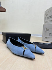 BABYLONE BALLET FLAT IN SKY BLUE SUEDE