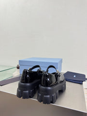 PRADA 25S PLATFORM MARY JANE SHOES IN BLACK GLOSSY CALFSKIN STYLE 2
