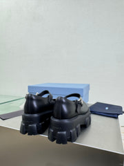PRADA 25S PLATFORM MARY JANE SHOES IN BLACK CALFSKIN STYLE 1