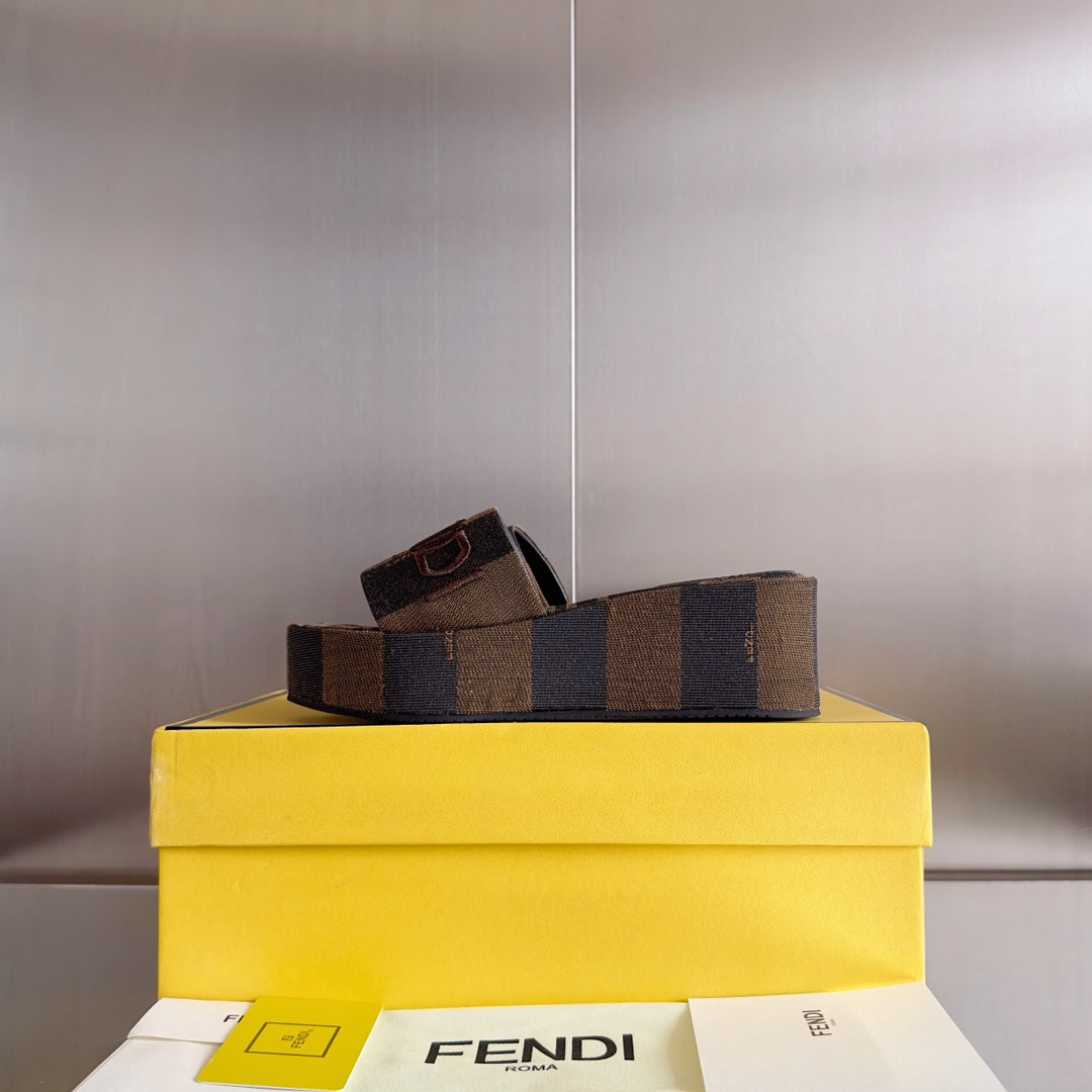 FF Sunshine 65 Black Brown Canvas Flatform Slide