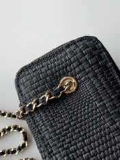 CHANEL 26S VANITY CASE 17 IN BLACK WOVEN RAFFIA GOLD HARDWARE