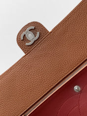 CHANEL 26S SOUPLISSIMO MAXI FLAP 39 IN CARAMEL BROWN GRAINED CALFSKIN SILVER HARDWARE