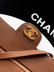 CHANEL 26S SOUPLISSIMO MAXI FLAP MEDIUM 32 IN CARAMEL BROWN GRAINED CALFSKIN GOLD HARDWARE