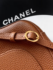 CHANEL 26S SOUPLISSIMO MAXI FLAP MEDIUM 32 IN CARAMEL BROWN GRAINED CALFSKIN GOLD HARDWARE