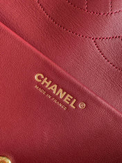 CHANEL 26S SOUPLISSIMO MAXI FLAP MEDIUM 32 IN RED CROCODILE-EMBOSSED CALFSKIN GOLD HARDWARE
