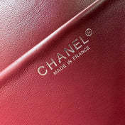 CHANEL 26S MAXI FLAP BAG 32 IN GREEN GRAINED CALFSKIN SILVER HARDWARE