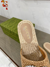 GG INTERLOCKING G ESPADRILLE COPPER FABRIC