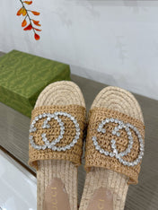 GG INTERLOCKING G ESPADRILLE COPPER FABRIC