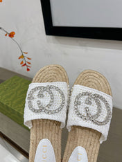 GG INTERLOCKING G ESPADRILLE WHITE FABRIC