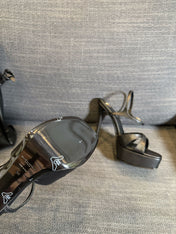 YSL 26S CROSS-STRAP SANDALS 150 MM IN BLACK CALFSKIN