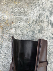 HM 26S FLAT ANKLE BOOTS IN DARK BROWN CALFSKIN